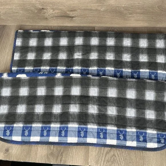 Eddie Bauer  Plaid Bears & Trees Pair Twin Pillow  Shams - Picture 9 of 10